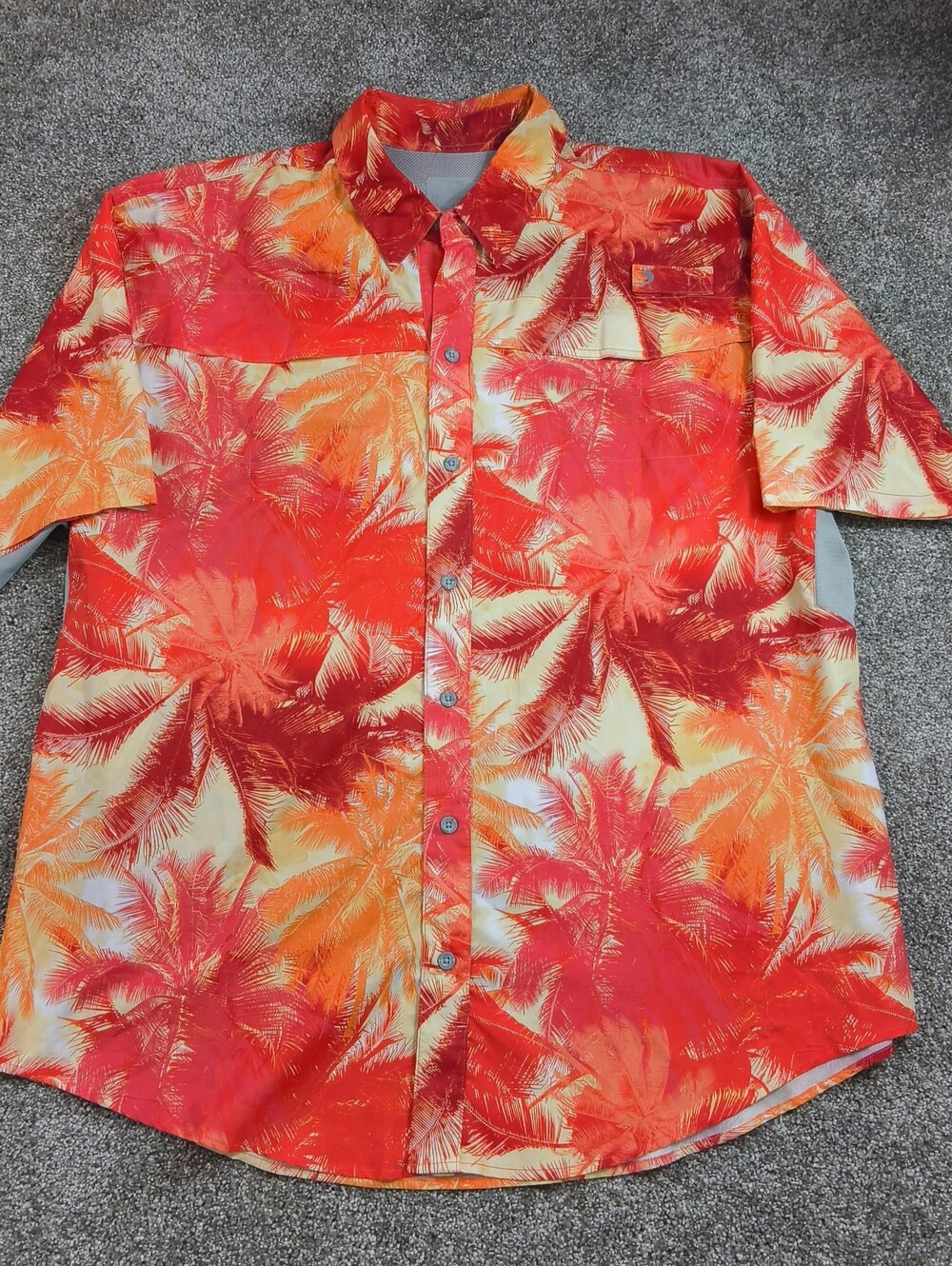 Reel Legends Mariner II Mens Size XXL Orange Floral Fishing Shirt